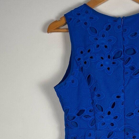Maeve Anthropologie Arette Eyelet Lace Floral Sheath Dress in Blue Sz SP NEW - Picture 11 of 13